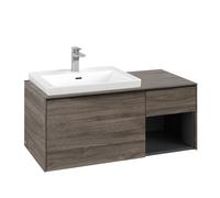 Vanity Unit Built-In Basin Villeroy and Boch Subway 3.0 left, 492x1001x423mm Stone Oak/Volcano Black
