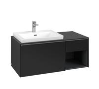 Vanity Unit Built-In Basin Villeroy and Boch Subway 3.0 left, 492x1001x423mm Volcano Black/Glossy Aluminium