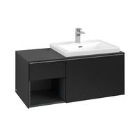 Vanity Unit Built-In Basin Villeroy and Boch Subway 3.0 right 492x1001x423mm Volcano Black/Glossy Aluminium
