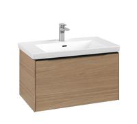 Vanity Unit Built-In Basin Villeroy and Boch Subway 3.0 with lighting, 1 drawer 462x772x432mm Nordic Oak/Volcano Black