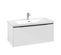 Vanity Unit Built-In Basin Villeroy and Boch Subway 3.0 with lighting, 1 drawer 462x973x432mm Glossy White/Volcano Black