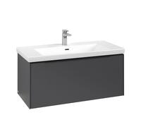 Vanity Unit Built-In Basin Villeroy and Boch Subway 3.0 with lighting, 1 drawer 462x973x432mm Graphite/Volcano Black
