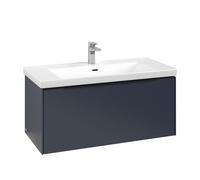 Vanity Unit Built-In Basin Villeroy and Boch Subway 3.0 with lighting, 1 drawer 462x973x432mm Marine Blue/Volcano Black