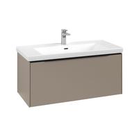 Vanity Unit Built-In Basin Villeroy and Boch Subway 3.0 with lighting, 1 drawer 462x973x432mm Taupe/Volcano Black