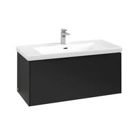 Vanity Unit Built-In Basin Villeroy and Boch Subway 3.0 with lighting, 1 drawer 462x973x432mm Volcano Black/Volcano Black