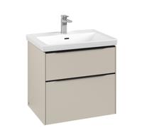 Vanity Unit Built-In Basin Villeroy and Boch Subway 3.0 with lighting, 2 drawer 462x622x579mm Cashmere Grey/Volcano Black