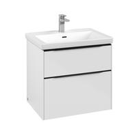 Vanity Unit Built-In Basin Villeroy and Boch Subway 3.0 with lighting, 2 drawer 462x622x579mm Glossy White/Volcano Black