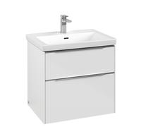 Vanity Unit Built-In Basin Villeroy and Boch Subway 3.0 with lighting, 2 drawer 462x622x579mm Glossy White/Glossy Aluminium