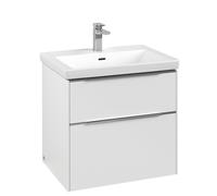 Vanity Unit Built-In Basin Villeroy and Boch Subway 3.0 with lighting, 2 drawer 462x622x579mm Pure White/Glossy Aluminium