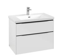 Vanity Unit Built-In Basin Villeroy and Boch Subway 3.0 with lighting, 2 drawer 462x772x579mm Glossy White/Volcano Black