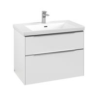 Vanity Unit Built-In Basin Villeroy and Boch Subway 3.0 with lighting, 2 drawer 462x772x579mm Pure White/Glossy Aluminium