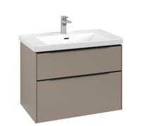 Vanity Unit Built-In Basin Villeroy and Boch Subway 3.0 with lighting, 2 drawer 462x772x579mm Taupe/Volcano Black