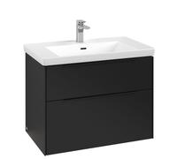 Vanity Unit Built-In Basin Villeroy and Boch Subway 3.0 with lighting, 2 drawer 462x772x579mm Volcano Black/Volcano Black