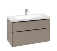 Vanity Unit Built-In Basin Villeroy and Boch Subway 3.0 with lighting, 2 drawer 462x973x579mm Taupe/Volcano Black