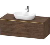 Vanity Unit For Countertop Basin Duravit D-Neo drawer, gold handle 1200mm Walnut Dark Matt DE4949034210000