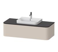 Vanity Unit For Countertop Basin Duravit Happy D.2 Plus 1 illuminated drawer, central washbasin 1300mm Taupe Super Mat HP4942M83830010