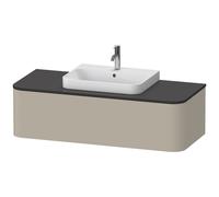 Vanity Unit For Countertop Basin Duravit Happy D.2 Plus 1 illuminated drawer, central washbasin 1300mm Taupe Satin Matt HP4942M60600010