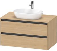 Vanity Unit For Countertop Basin Duravit Ketho.2 2 drawers, anthracite handles 1000x568mm Natural Oak Matt K24896030300000