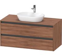 Vanity Unit For Countertop Basin Duravit Ketho.2 2 drawers, anthracite handles 1200x568mm Natural Walnut K24897079790000