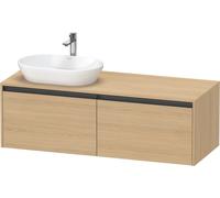 Vanity Unit For Countertop Basin Duravit Ketho.2 2 drawers, anthracite handles, left-hand washbasin 1400x459mm Natural Oak Matt K24888L30300000