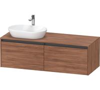 Vanity Unit For Countertop Basin Duravit Ketho.2 2 drawers, anthracite handles, left-hand washbasin 1400x459mm Natural Walnut K24888L79790000