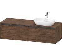 Vanity Unit For Countertop Basin Duravit Ketho.2 2 drawers, anthracite handles, right washbasin 1600x459mm Walnut Dark Matt K24889R21210000
