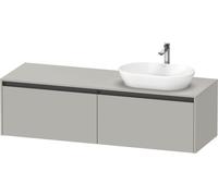 Vanity Unit For Countertop Basin Duravit Ketho.2 2 drawers, anthracite handles, right washbasin 1600x459mm Concrete Grey Matt K24889R07070000