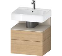 Vanity Unit For Countertop Basin Duravit Qatego hanging, 2 drawers 590mm Taupe Super Matt/Natural Oak Matt QA4393083300000