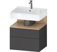 Vanity Unit For Countertop Basin Duravit Qatego hanging, 2 drawers Light 590mm Natural Oak Matt/Graphite Matt QA4393030490010