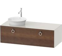 Vanity Unit For Countertop Basin Duravit White Tulip 1 drawer, 2 handles, left-hand basin 1300x408mm American walnut massive/Nordic White Silk Matt WT4982L7739