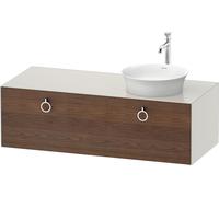 Vanity Unit For Countertop Basin Duravit White Tulip 1 drawer, 2 handles, straight washbasin 1300x408mm American walnut massive/Nordic White Silk Matt WT4982R7739