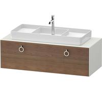 Vanity Unit For Countertop Basin Duravit White Tulip 1 illuminated drawer, 2 handles, central washbasin 1300x408mm American walnut massive/White silk matt WT4982M77360010