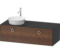 Vanity Unit For Countertop Basin Duravit White Tulip 1 illuminated drawer, 2 handles, left-hand basin 1300x408mm American walnut massive/Graphite Satin Mat WT4982L77580010