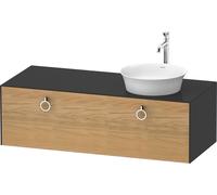 Vanity Unit For Countertop Basin Duravit White Tulip 1 illuminated drawer, 2 handles, right washbasin 1300x408mm Naturel Oak solid/Graphite Hogh Gloss WT4982RH5H10010