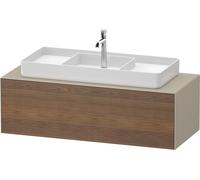 Vanity Unit For Countertop Basin Duravit White Tulip 1 illuminated drawer, central washbasin 1300x408mm American walnut massive/Taupe Silk Matt WT4977M77600010