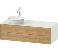 Vanity Unit For Countertop Basin Duravit White Tulip 2 drawers, basin left 1300x408mm Naturel Oak solid/White silk matt WT4987LH536