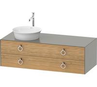Vanity Unit For Countertop Basin Duravit White Tulip 2 illuminated drawers, 4 handles, left-hand washbasin 1300x408mm Naturel Oak solid/Stone Grey satin Matt WT4992LH5920010