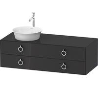 Vanity Unit For Countertop Basin Duravit White Tulip 2 illuminated drawers, 4 handles, left-hand washbasin 1300x408mm Graphite Hogh Gloss WT4992LH1H10010