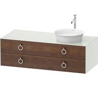 Vanity Unit For Countertop Basin Duravit White Tulip 2 illuminated drawers, 4 handles, right washbasin 1300x408mm American walnut massive/White silk matt WT4992R77360010