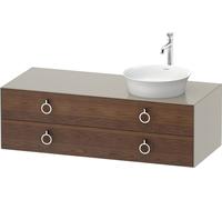 Vanity Unit For Countertop Basin Duravit White Tulip 2 illuminated drawers, 4 handles, right washbasin 1300x408mm American walnut massive/Taupe Silk Matt WT4992R77600010