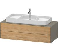 Vanity Unit For Countertop Basin Duravit White Tulip 2 illuminated drawers, central washbasin 1300x408mm Naturel Oak solid/Stone Grey satin Matt WT4987MH5920010