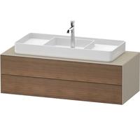 Vanity Unit For Countertop Basin Duravit White Tulip 2 illuminated drawers, central washbasin 1300x408mm American walnut massive/Taupe Silk Matt WT4987M77600010