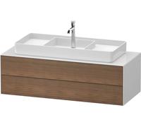Vanity Unit For Countertop Basin Duravit White Tulip 2 illuminated drawers, central washbasin 1300x408mm American walnut massive/White high gloss WT4987M77850010