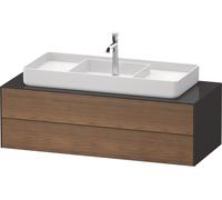 Vanity Unit For Countertop Basin Duravit White Tulip 2 illuminated drawers, central washbasin 1300x408mm American walnut massive/Graphite Hogh Gloss WT4987M77H10010