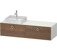 Vanity Unit For Countertop Basin Duravit White Tulip 2 illuminated drawers, handles, left-hand washbasin 1600x408mm American walnut massive/White silk matt WT4890L77360010