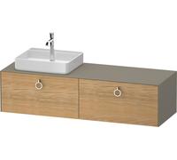 Vanity Unit For Countertop Basin Duravit White Tulip 2 illuminated drawers, handles, left-hand washbasin 1600x408mm Naturel Oak solid/Stone Grey satin Matt WT4890LH5920010
