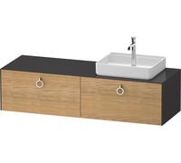 Vanity Unit For Countertop Basin Duravit White Tulip 2 illuminated drawers, handles, right tray 1600x408mm Naturel Oak solid/Graphite Hogh Gloss WT4890RH5H10010