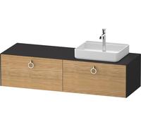 Vanity Unit For Countertop Basin Duravit White Tulip 2 illuminated drawers, handles, right tray 1600x408mm Naturel Oak solid/Graphite Satin Mat WT4890RH5580010