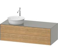 Vanity Unit For Countertop Basin Duravit White Tulip 2 illuminated drawers, left-hand basin 1300x408mm Naturel Oak solid/Stone Grey satin Matt WT4987LH5920010