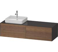 Vanity Unit For Countertop Basin Duravit White Tulip 2 illuminated drawers, left-hand basin 1600x408mm American walnut massive/Graphite Hogh Gloss WT4864L77H10010